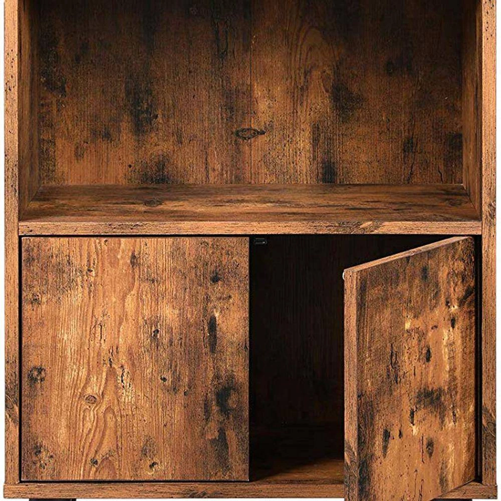 Brown 2-Tier Wooden Bookshelf with Storage Cabinet and Angled Legs by Benjara 3 Brown 2-Tier Wooden Bookshelf with Storage Cabinet and Angled Legs by Benjara - Image 3