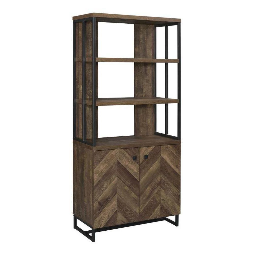 70.75 in. Brown Wooden 3-Shelf Standard Bookcase with 2-Doors by Benjara 1 70.75 in. Brown Wooden 3-Shelf Standard Bookcase with 2-Doors by Benjara