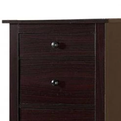 Contemporary Style 5-Drawer Brown Wooden Chest with Straight Legs 15.25 in. L x 18.5 in. W x 46.5 in. H by Benjara -Cheap Benjara Store brown benjara chest of drawers bm122950 4f 1000