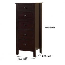 Contemporary Style 5-Drawer Brown Wooden Chest with Straight Legs 15.25 in. L x 18.5 in. W x 46.5 in. H by Benjara -Cheap Benjara Store brown benjara chest of drawers bm122950 fa 1000