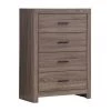 5-Drawer Brown Chest of Drawers with Metal Bar Pulls (44.75 in. H x 31.5 in. W x 16.25 in. L) by Benjara