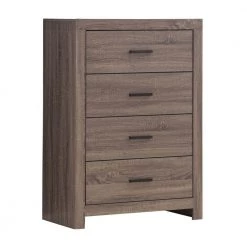 5-Drawer Brown Chest of Drawers with Metal Bar Pulls (44.75 in. H x 31.5 in. W x 16.25 in. L) by Benjara