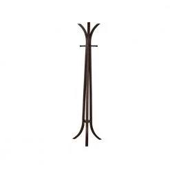 Contemporary Brown Wooden Coat Rack with 6-Hooks by Benjara