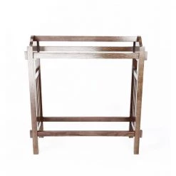 Brown Wooden Mission Style Quilt Rack with 3-Hanging Bars on Scrolled Top by Benjara -Cheap Benjara Store brown benjara coat racks bm210416 1f 1000