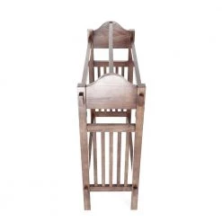 Brown Wooden Mission Style Quilt Rack with 3-Hanging Bars on Scrolled Top by Benjara -Cheap Benjara Store brown benjara coat racks bm210416 4f 1000