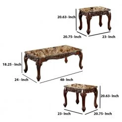 3-Piece 48 in. Brown Large Rectangle Marble Coffee Table Set with Marble Table Top by Benjara -Cheap Benjara Store brown benjara coffee tables bm131463 44 1000