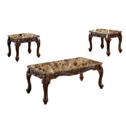 Cheap Benjara Store 42 3-Piece 48 in. Brown Large Rectangle Marble Coffee Table Set with Marble Table Top by Benjara