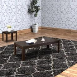 22 in. Black Small Rectangle Attractive Occasional Wooden Coffee Table Set with 3-Pieces by Benjara -Cheap Benjara Store brown benjara coffee tables bm156129 31 1000