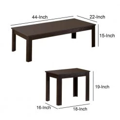 22 in. Black Small Rectangle Attractive Occasional Wooden Coffee Table Set with 3-Pieces by Benjara -Cheap Benjara Store brown benjara coffee tables bm156129 44 1000