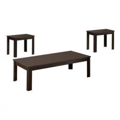 22 in. Black Small Rectangle Attractive Occasional Wooden Coffee Table Set with 3-Pieces by Benjara