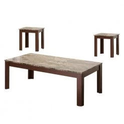 3-Piece 16 in. Brown Small Rectangle Wood Coffee Table Set by Benjara