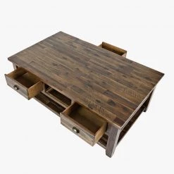 Dakota 50 in. Brown Large Rectangle Wood Coffee Table with 3-Drawers by Benjara -Cheap Benjara Store brown benjara coffee tables bm183948 1f 1000