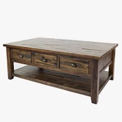 Dakota 50 in. Brown Large Rectangle Wood Coffee Table with 3-Drawers by Benjara -Cheap Benjara Store brown benjara coffee tables bm183948 4f 1000