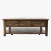 Dakota 50 in. Brown Large Rectangle Wood Coffee Table with 3-Drawers by Benjara
