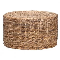 32 in. Brown Medium Round Wicker Coffee Table by Benjara