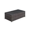 34 .62 in. L Brown Rectangle Faux Rattan and Aluminum Glass Top Coffee Table by Benjara