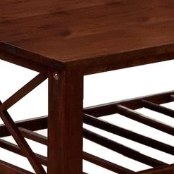 47 in. L Brown Slatted Bottom Shelf Wooden Coffee Table and End Table 3-Piece by Benjara -Cheap Benjara Store brown benjara coffee tables bm231856 4f 1000