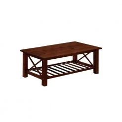 47 in. L Brown Slatted Bottom Shelf Wooden Coffee Table and End Table 3-Piece by Benjara -Cheap Benjara Store brown benjara coffee tables bm231856 c3 1000