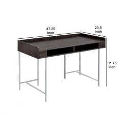 23.5 in. Rectangular Brown Wooden Computer Desk with Metal Base and Open Compartments by Benjara -Cheap Benjara Store brown benjara computer desks bm230049 44 1000