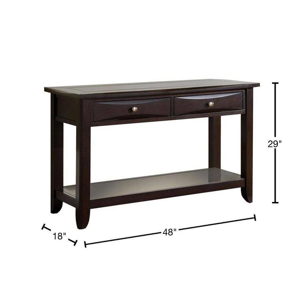Baldwin 48 in. Brown Rectangle Wood Console Table with-Drawers by Benjara 3 Baldwin 48 in. Brown Rectangle Wood Console Table with-Drawers by Benjara - Image 3