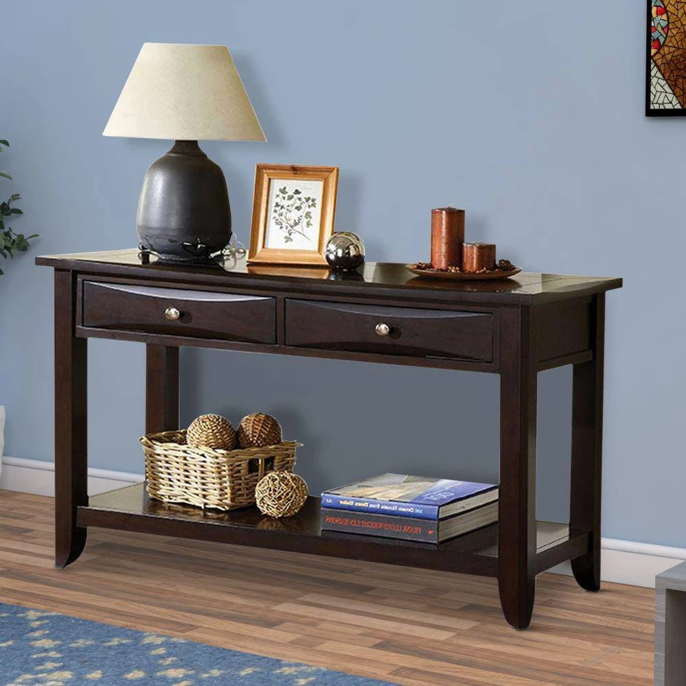 Baldwin 48 in. Brown Rectangle Wood Console Table with-Drawers by Benjara 4 Baldwin 48 in. Brown Rectangle Wood Console Table with-Drawers by Benjara - Image 4