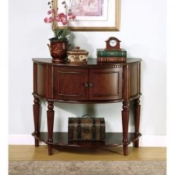 38 in. Brown Standard Half-Circle Wood Console Table with Curved Front by Benjara -Cheap Benjara Store brown benjara console tables bm160197 76 1000