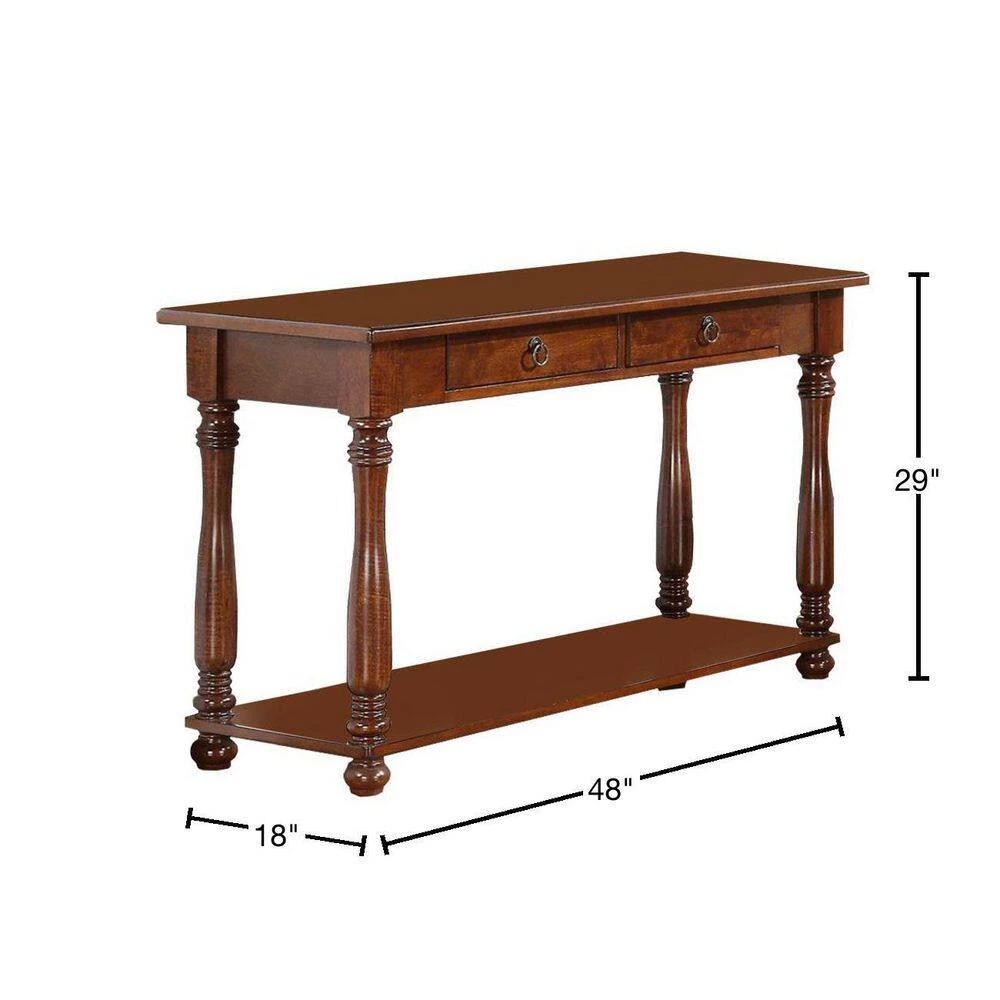 18 in. Brown Rectangle Wood Console Table with Drawers by Benjara 3 18 in. Brown Rectangle Wood Console Table with Drawers by Benjara - Image 3