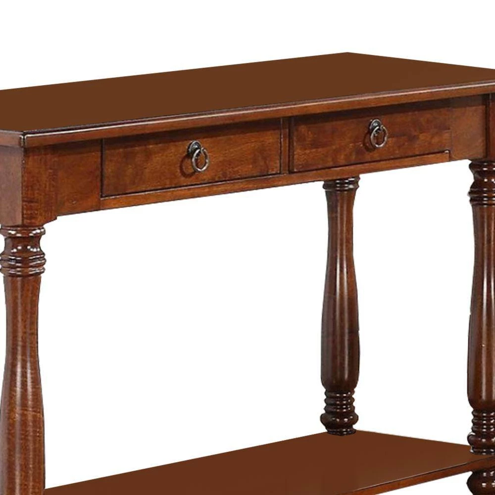 18 in. Brown Rectangle Wood Console Table with Drawers by Benjara 5 18 in. Brown Rectangle Wood Console Table with Drawers by Benjara - Image 5