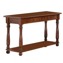 18 in. Brown Rectangle Wood Console Table with Drawers by Benjara