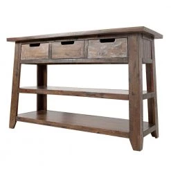 24 in. Brown Rectangle Wood Console Table with 3-Drawers by Benjara -Cheap Benjara Store brown benjara console tables bm181650 4f 1000
