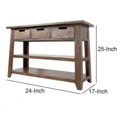 24 in. Brown Rectangle Wood Console Table with 3-Drawers by Benjara -Cheap Benjara Store brown benjara console tables bm181650 76 1000