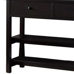 48 in. Black Standard Rectangle Wood Console Table with 2-Open Shelves by Benjara -Cheap Benjara Store brown benjara console tables bm210173 1f 1000