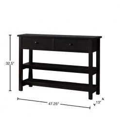 48 in. Black Standard Rectangle Wood Console Table with 2-Open Shelves by Benjara -Cheap Benjara Store brown benjara console tables bm210173 40 1000