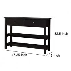 48 in. Black Standard Rectangle Wood Console Table with 2-Open Shelves by Benjara -Cheap Benjara Store brown benjara console tables bm210173 44 1000