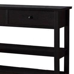 48 in. Black Standard Rectangle Wood Console Table with 2-Open Shelves by Benjara -Cheap Benjara Store brown benjara console tables bm210173 4f 1000