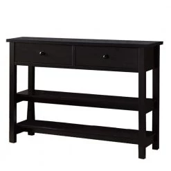 48 in. Black Standard Rectangle Wood Console Table with 2-Open Shelves by Benjara