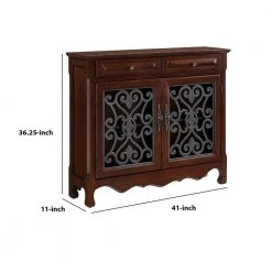 41 in. Brown Standard Rectangle Wood Console Table with 2-Metal Scrolled Front Doors by Benjara 13 41 in. Brown Standard Rectangle Wood Console Table with 2-Metal Scrolled Front Doors by Benjara -Cheap Benjara Store brown benjara console tables bm215723 44 1000