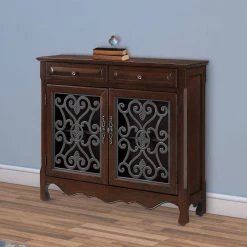 41 in. Brown Standard Rectangle Wood Console Table with 2-Metal Scrolled Front Doors by Benjara 14 41 in. Brown Standard Rectangle Wood Console Table with 2-Metal Scrolled Front Doors by Benjara -Cheap Benjara Store brown benjara console tables bm215723 fa 1000