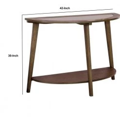 42 in. x 17 in. Brown Semicircular Wooden Sofa Table with Glass Top by Benjara -Cheap Benjara Store brown benjara console tables bm233778 44 1000