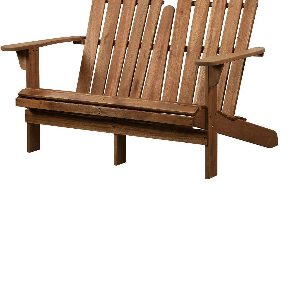 Brown Classic Style Wooden Double Bench with Slated Backrest (38 in. x 52.4 in. x 37.4 in.) by Benjara 3 Brown Classic Style Wooden Double Bench with Slated Backrest (38 in. x 52.4 in. x 37.4 in.) by Benjara - Image 3