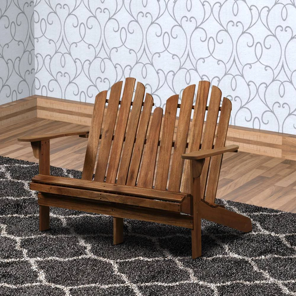 Brown Classic Style Wooden Double Bench with Slated Backrest (38 in. x 52.4 in. x 37.4 in.) by Benjara 6 Brown Classic Style Wooden Double Bench with Slated Backrest (38 in. x 52.4 in. x 37.4 in.) by Benjara - Image 6