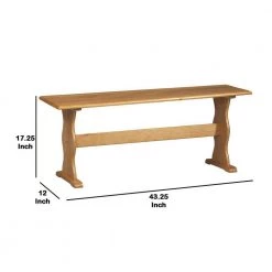Brown Wooden Rectangular Bench with Sleek Pedestal Style Feet (17.3 in. x 43.3 in. x 12 in.) by Benjara -Cheap Benjara Store brown benjara dining benches bm144140 44 1000