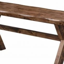 Brown Wooden Trestle Style Base Bench 62 in. L x 39.5 in. W x 32 in. H by Benjara -Cheap Benjara Store brown benjara dining benches bm163719 1f 1000