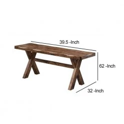 Brown Wooden Trestle Style Base Bench 62 in. L x 39.5 in. W x 32 in. H by Benjara -Cheap Benjara Store brown benjara dining benches bm163719 44 1000