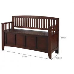 17.25 in. L x 50 in. W x 32 in. H Brown Wooden Storage Bench with Flip Top Seat and Slatted Back by Benjara 12 17.25 in. L x 50 in. W x 32 in. H Brown Wooden Storage Bench with Flip Top Seat and Slatted Back by Benjara -Cheap Benjara Store brown benjara dining benches bm16796 44 1000
