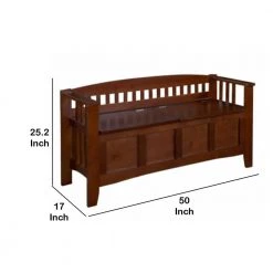 50 in. W Brown Wooden Storage Bench with Split Seat and Slated Low Back Design by Benjara -Cheap Benjara Store brown benjara dining benches bm16809 44 1000