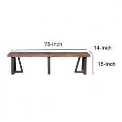18 in. Brown Wood and Metal Dining Bench by Benjara -Cheap Benjara Store brown benjara dining benches bm171852 44 1000