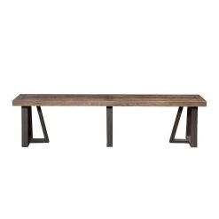 18 in. Brown Wood and Metal Dining Bench by Benjara
