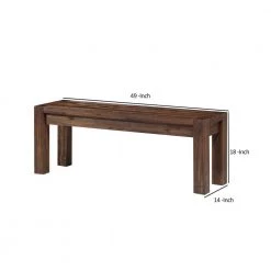 49 in. W Brown Acacia Wood Bench with Tenon Corner Joints and Block Legs by Benjara -Cheap Benjara Store brown benjara dining benches bm187648 44 1000