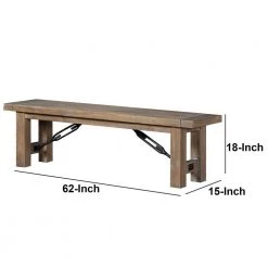 15 in. L x 62 in. W x 18 in. H Brown Acacia Wood Bench with Thick Block Legs by Benjara -Cheap Benjara Store brown benjara dining benches bm187658 1f 1000